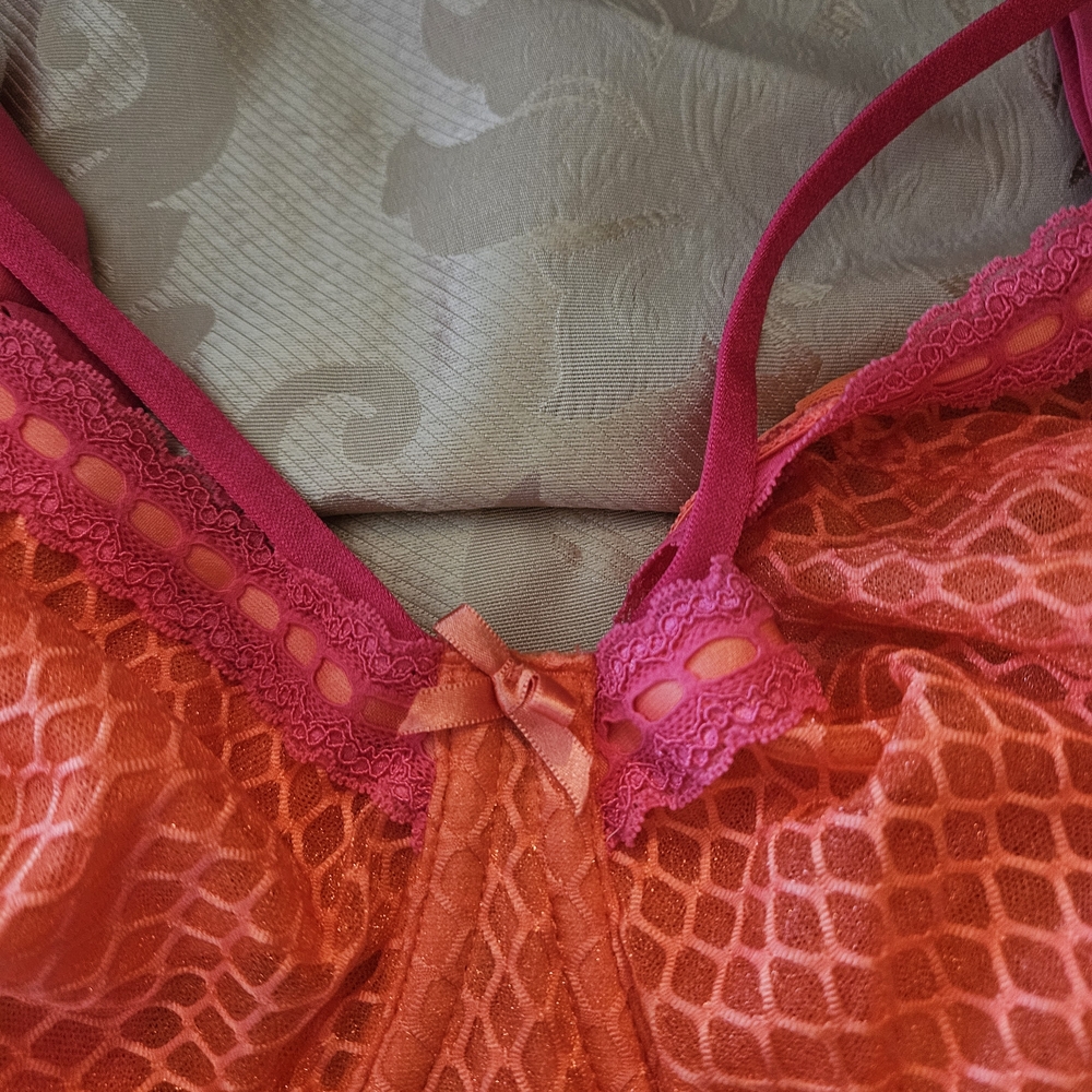 Cacique Pink and Orange Lace Bra - Picture 2 of 6